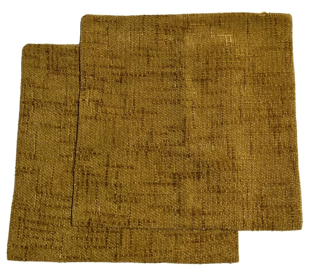 Textured Chenille Cross-Weave Throw Pillow Covers Gold 17.5 Square Set of 2